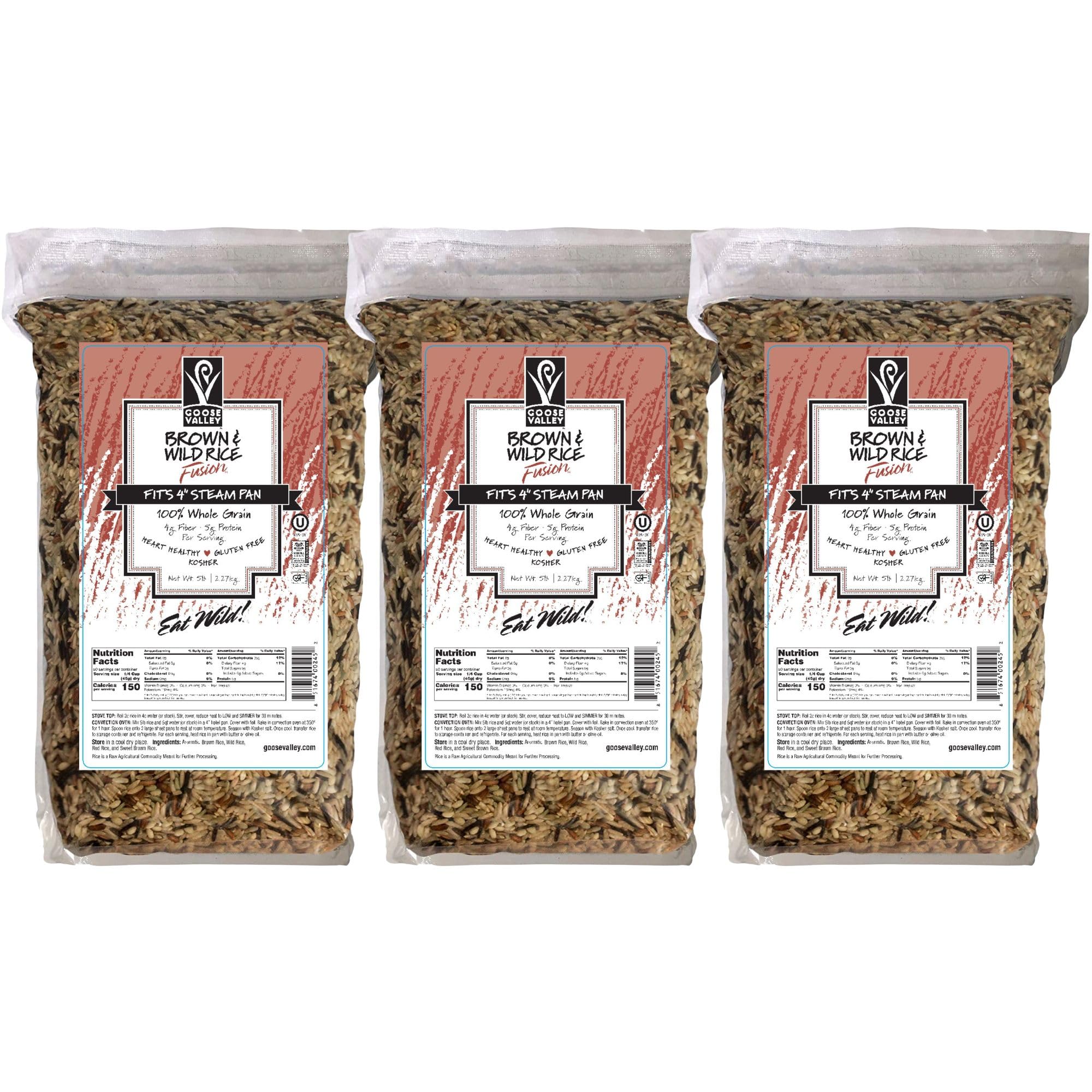 Goose Valley Brown & Wild Rice Fusion, 5 lb, 2.27 kg Set of 3