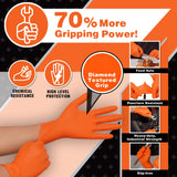 MEDPRAYER Industrial Orange Nitrile Gloves - Disposable Rubber Gloves 8 Mil - Raised Diamond Texture, Latex & Powder Free - Size Small, Pack of 100