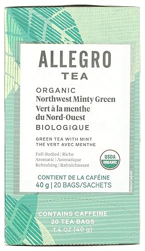 Allegro Tea, Organic Northwest Minty Green Tea Bags, 20 ct