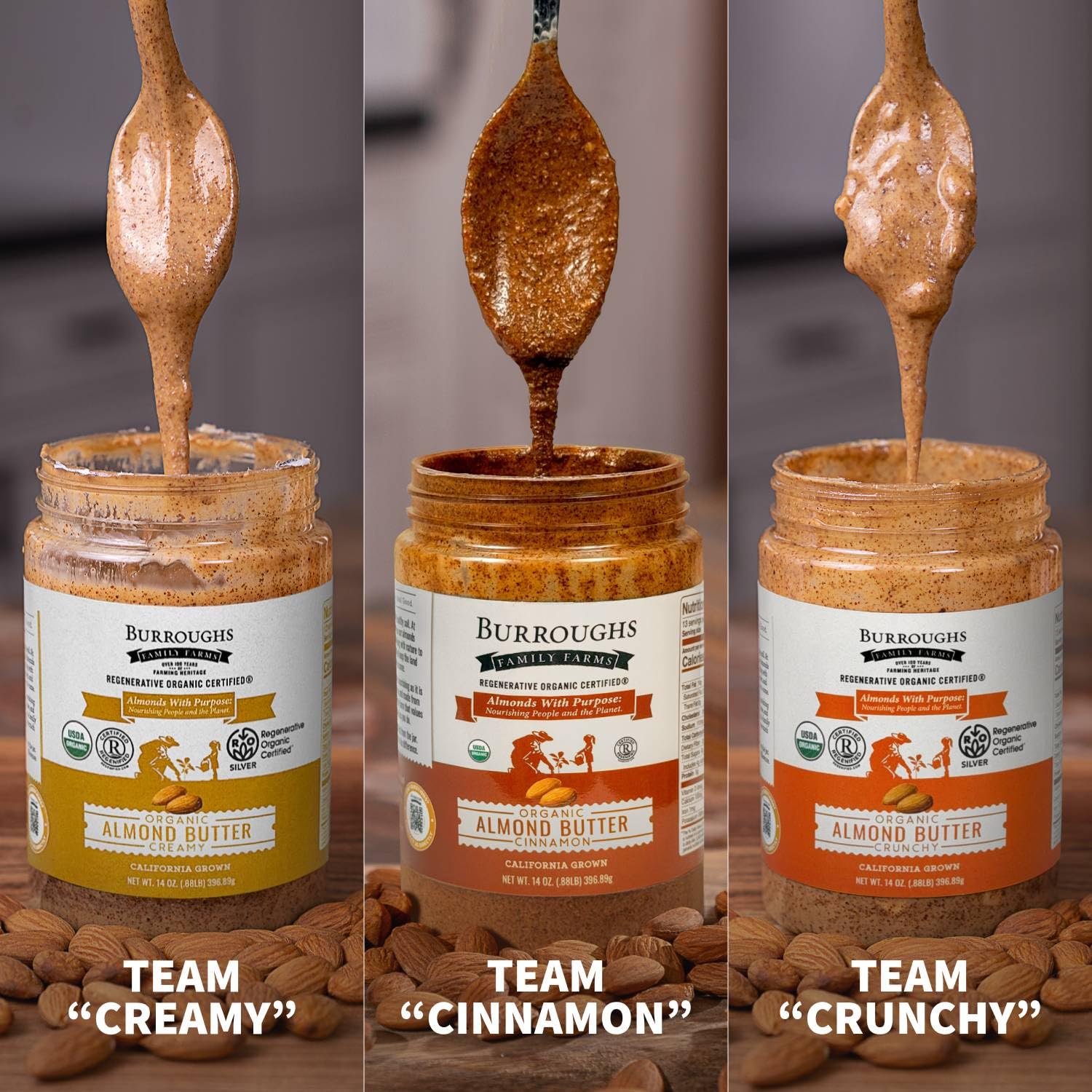 USDA Organic Almond Butter Cinnamon, 14 oz - No Palm Oil, Almond Nut Butter - 2x the Antioxidants and Vitamin B Versus Other Nut Butter with Coconut