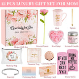 LA NOVO Birthday Gift Baskets for Mom, 12pcs Pink Rose