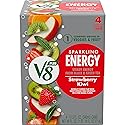 V8 +Energy Sparkling Strawberry Kiwi Juice Energy Drink, 11.5 fl oz Can (4 Pack)