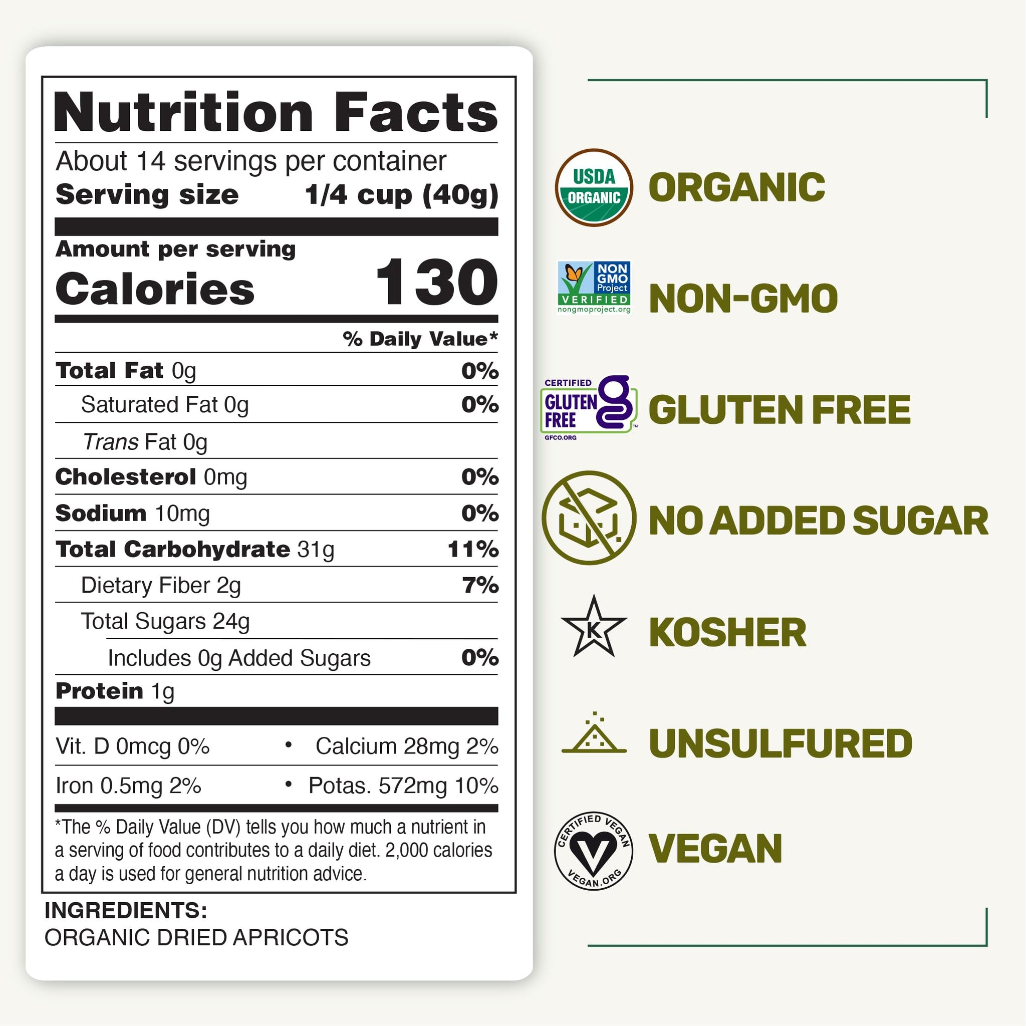 Happy Village Organic Turkish Sun-Dried Apricots, 20 OZ Resealable Bag, No Added Sugar Dried Fruit, USDA Organic, Non-GMO, Kosher, Vegan, Unsulfured
