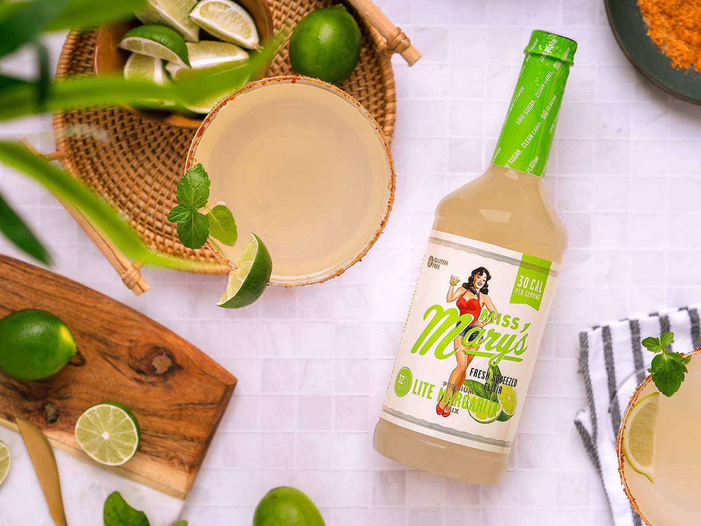 Miss Mary's Lite Margarita Mix, Keto Friendly, Low Sugar Drink Mixer, All Natural Ingredients, Low Calorie, Low Carb, 4 Pack