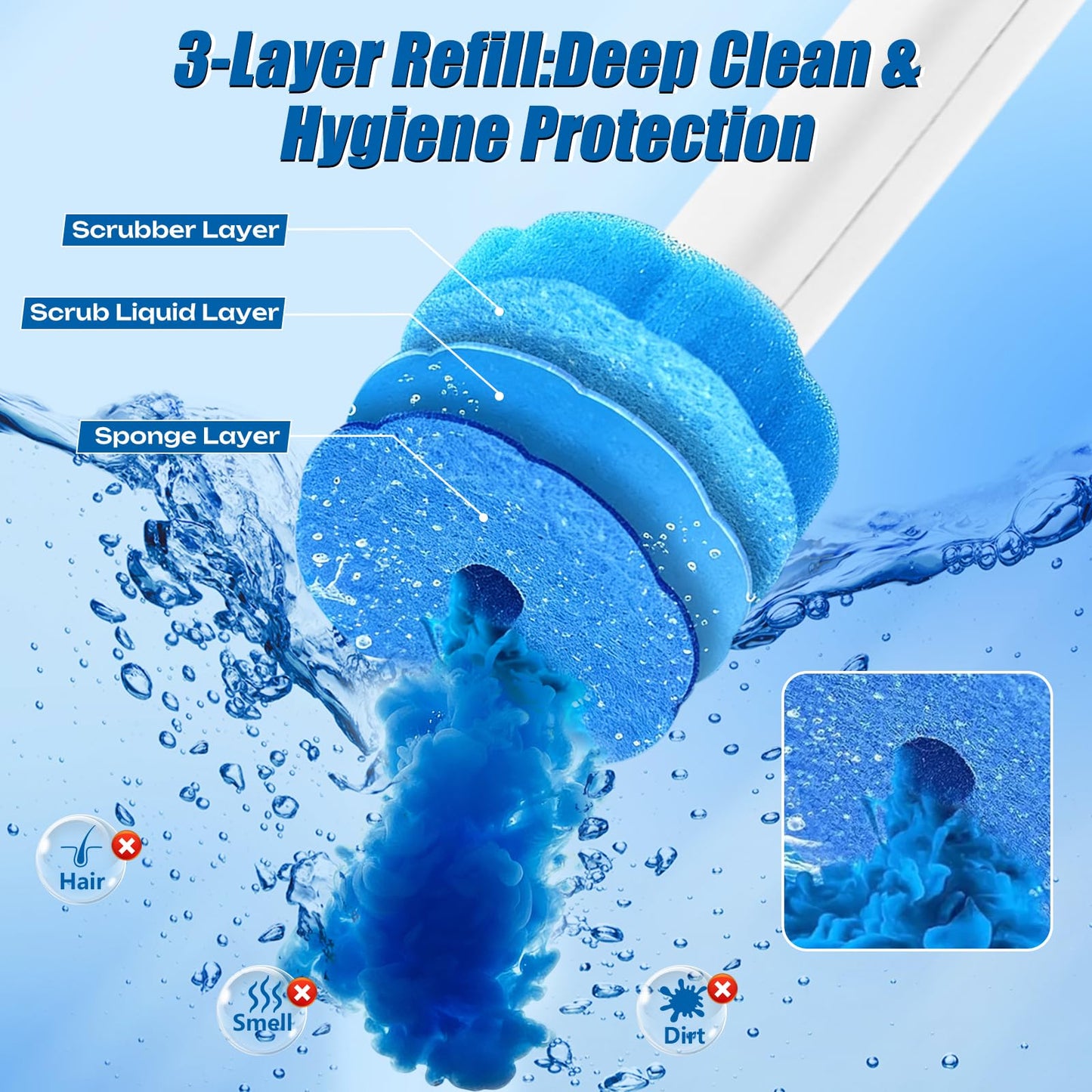 Disposable Toilet Brush and Holder Set, 2 Pack Toilet Wand Kit with 72 Refills, Wall Mounted Toilet Bowl Cleaner System Kit, Toilet Scrubber