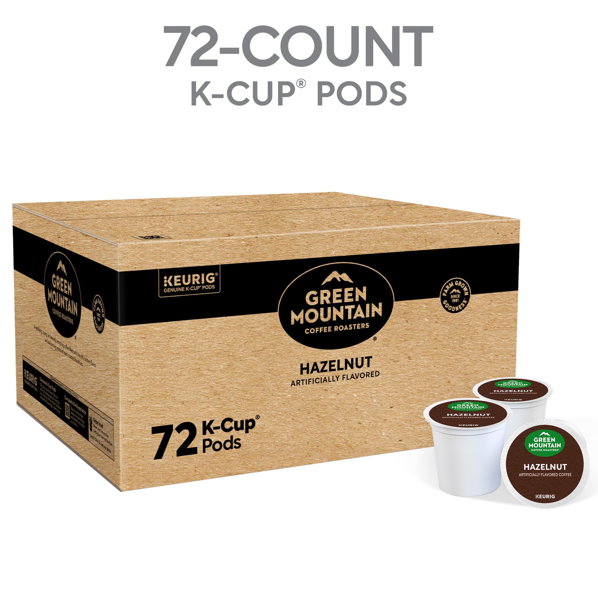 Green Mountain Coffee Roasters Hazelnut Keurig Single-Serve K-Cup pods, Light Roast Coffee, 72 Count