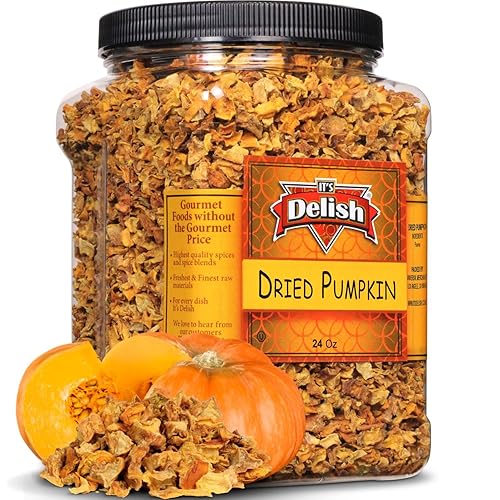 Dried Pumpkin Pieces by Its Delish, 24 OZ Jumbo Container | Gourmet Dehydrated Chopped Pumpkin Dices for Healthy Cooking & Baking Vegetable Soup