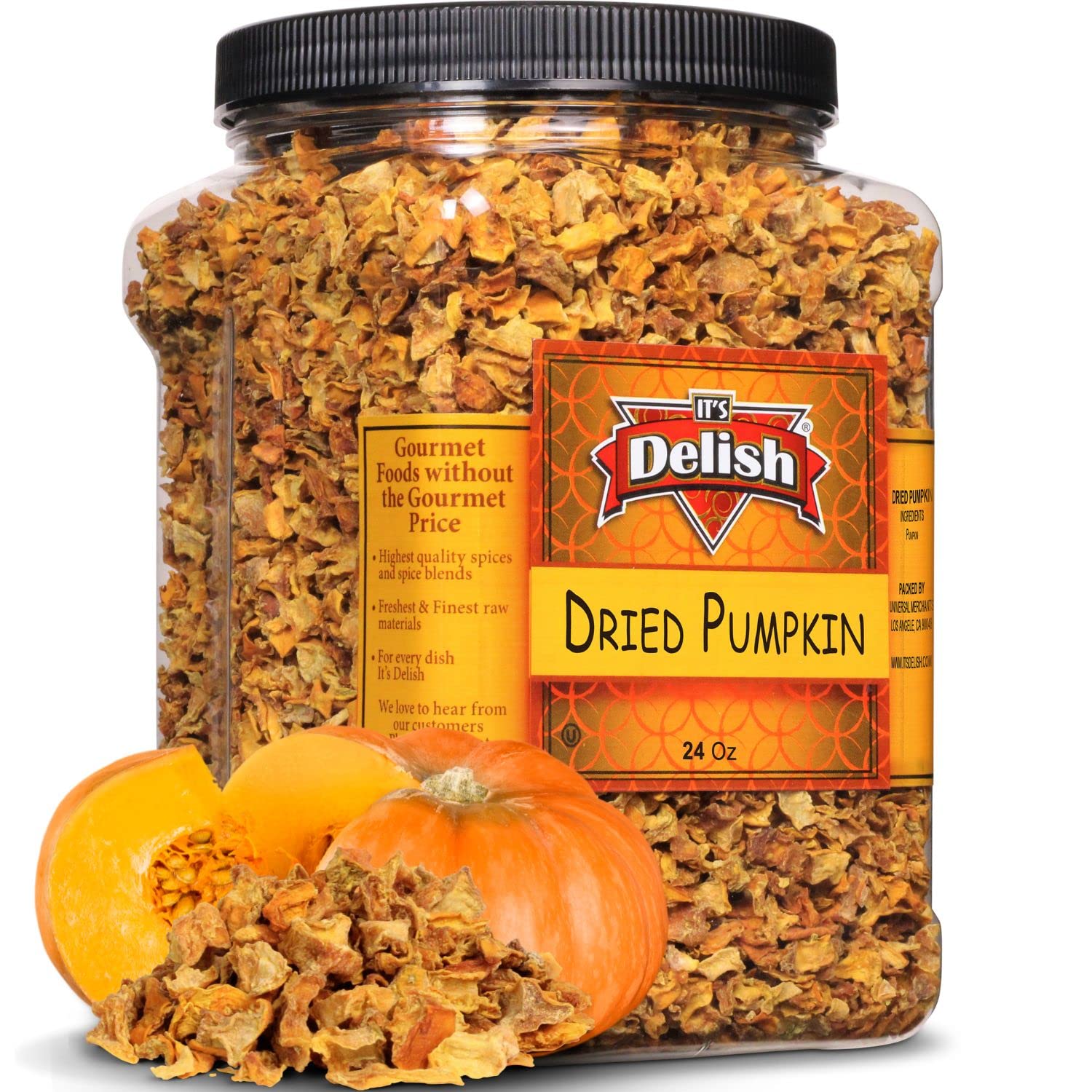 Dried Pumpkin Pieces by Its Delish, 24 OZ Jumbo Container | Gourmet Dehydrated Chopped Pumpkin Dices for Healthy Cooking & Baking Vegetable Soup
