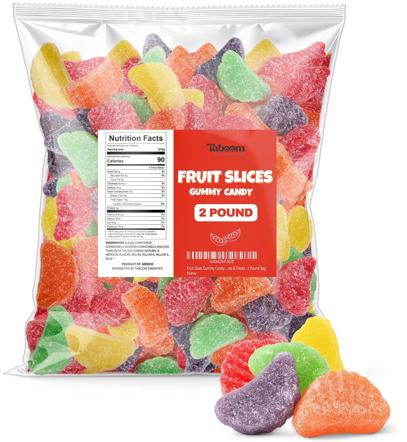 Bulk Fruit Slices Jelly Candy, Assorted Soft & Chewy Sugar-Coated Gummi Candy For Parties, Classroom candies & Treats - 2 Pound Bag