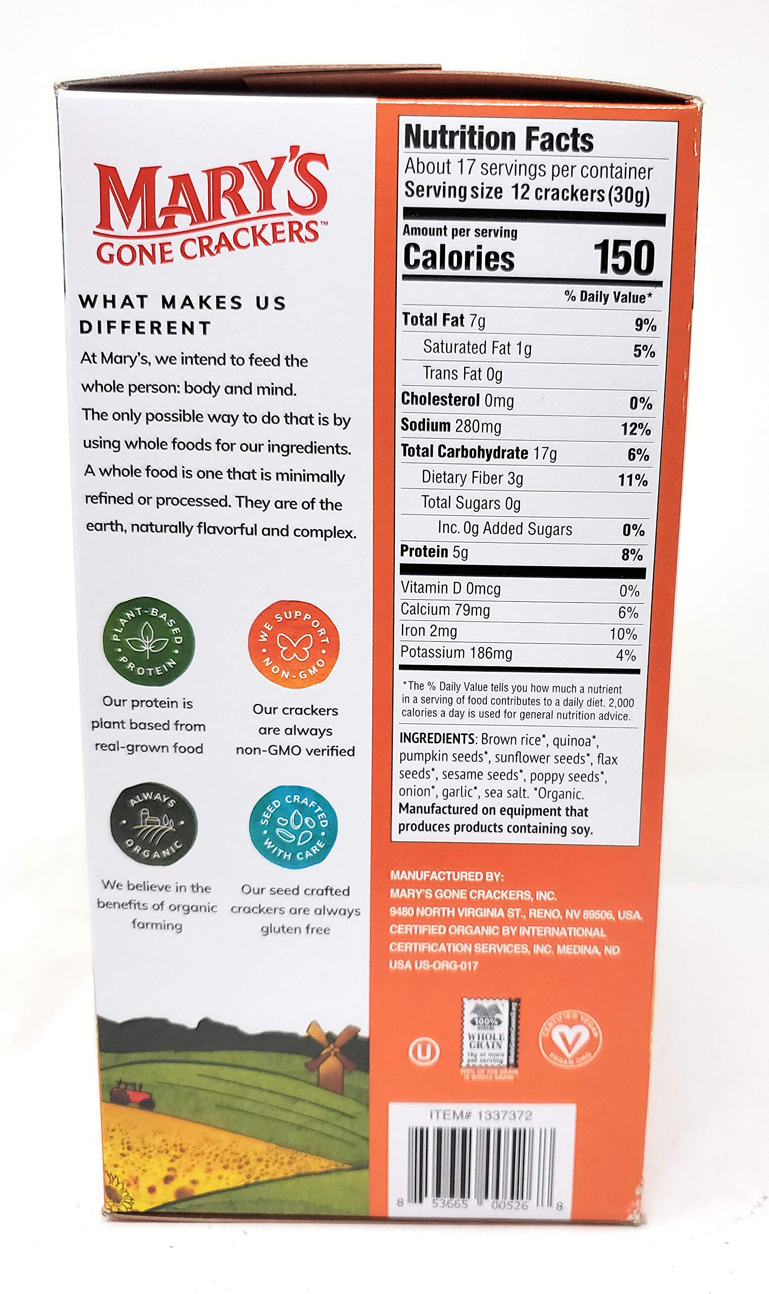 18oz Mary's Gone Crackers Organic, 9 Ounce (Pack of 2)