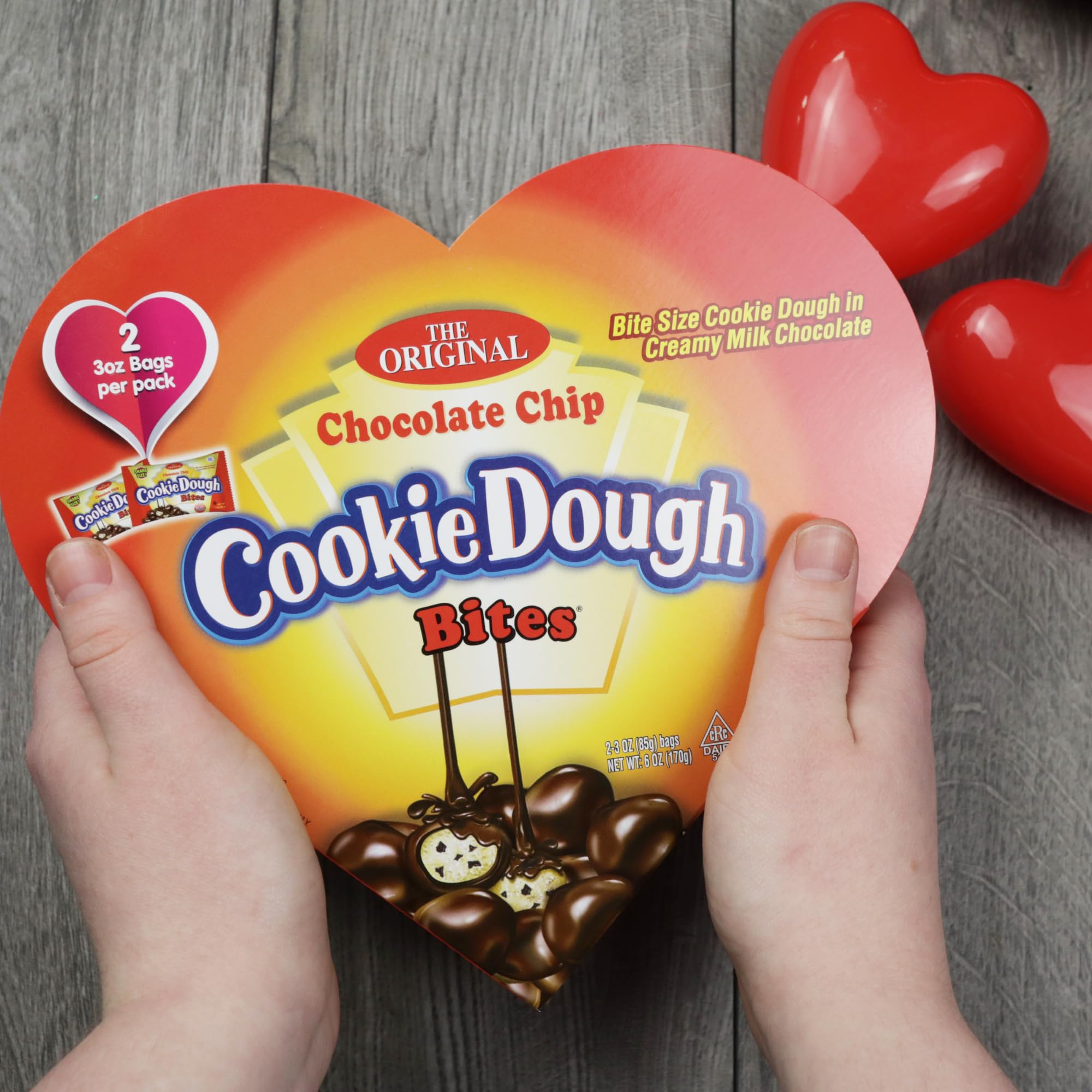 Cookie Dough Bites Heart Box, Original Chocolate Chip Flavored, Festive Candy Gift, 6 Ounces