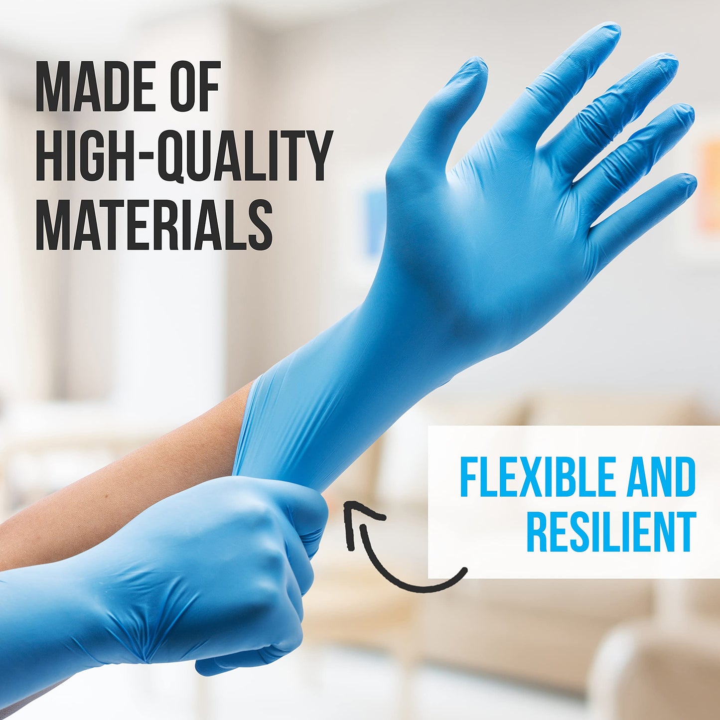 SereneLife Nitrile and Vinyl Blend Disposable Industrial Powder & Latex-Free Protective Gloves, Soft and Comfortable, Size Medium, Blue, 1000 Count