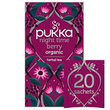 Pukka Organic Night Time Berry Herbal Tea with Chamomile, Echinacea, and Elderberry, Caffeine Free, 20 Total Tea Bags