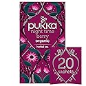 Pukka Organic Night Time Berry Herbal Tea with Chamomile, Echinacea, and Elderberry, Caffeine Free, 20 Total Tea Bags