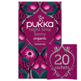Pukka Organic Night Time Berry Herbal Tea with Chamomile, Echinacea, and Elderberry, Caffeine Free, 20 Total Tea Bags