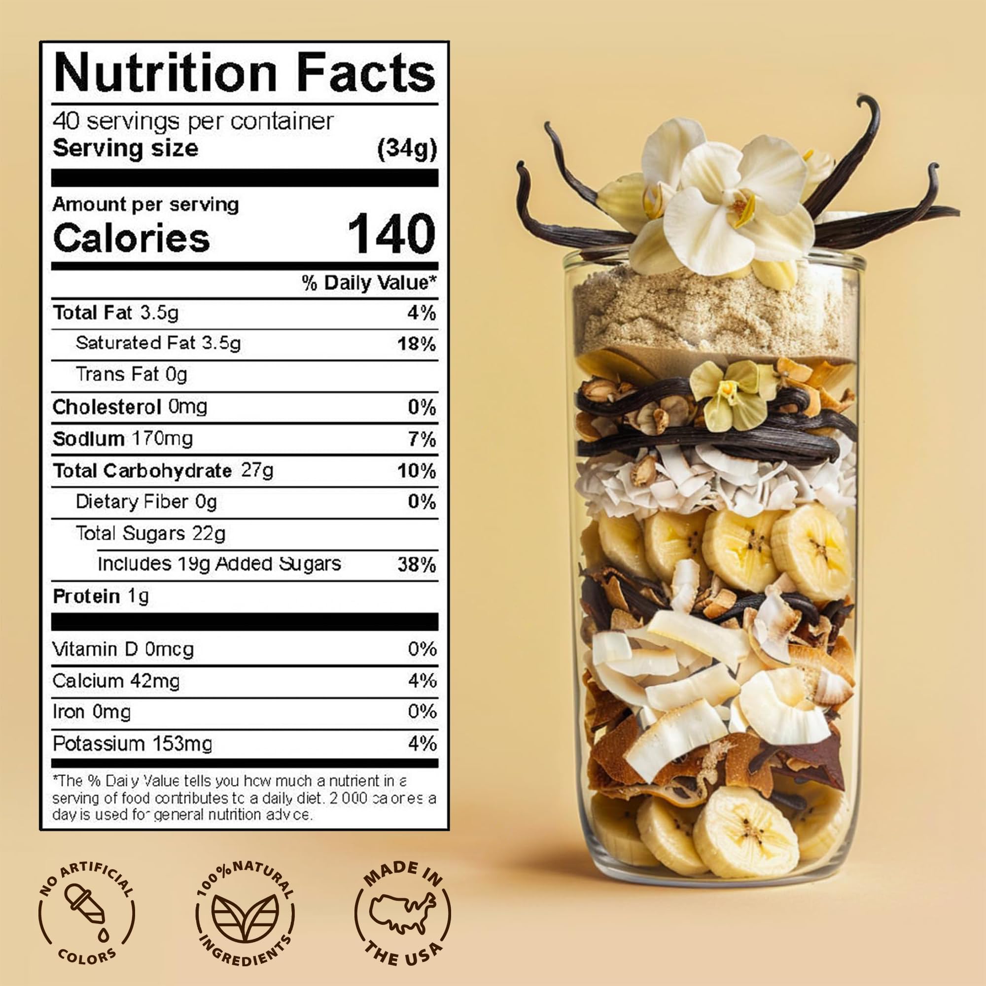 Marquis Vanilla Drink Mix - Smoothie Base and Blended Cream Beverage Powder for Smoothies and Blended Coffee, 48oz / 3lbs