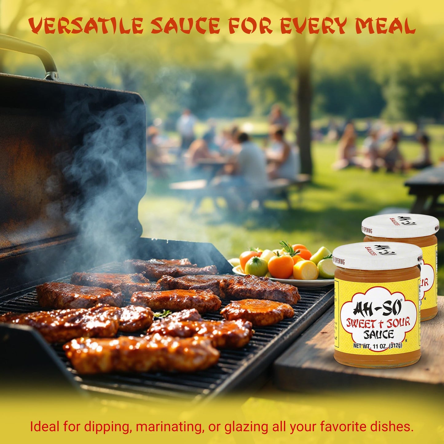 Ah-So Sweet & Sour Sauce - 2 Pack (2 × 11 oz Jars) | Classic Sweet-Tangy Dipping Sauce for Egg Rolls & Appetizers; Great Marinade & Glaze for Chicken