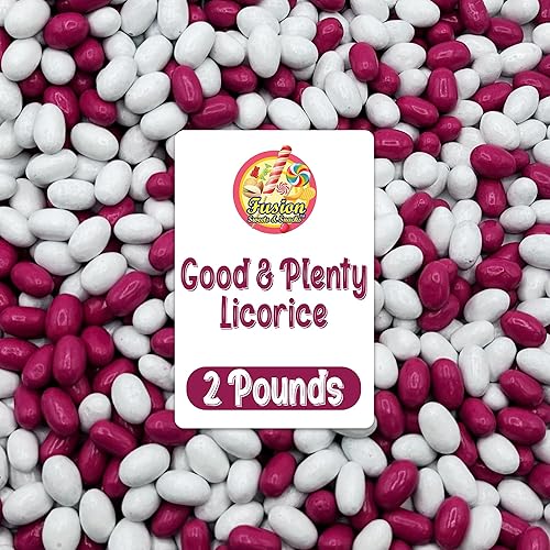 Good And Plenty Candy, 2 Pound Bulk Bag, Fat Free Treat, Pink & White Nostalgic Licorice Candy - Gumball Machine Refills, Licorice Flavored Candies