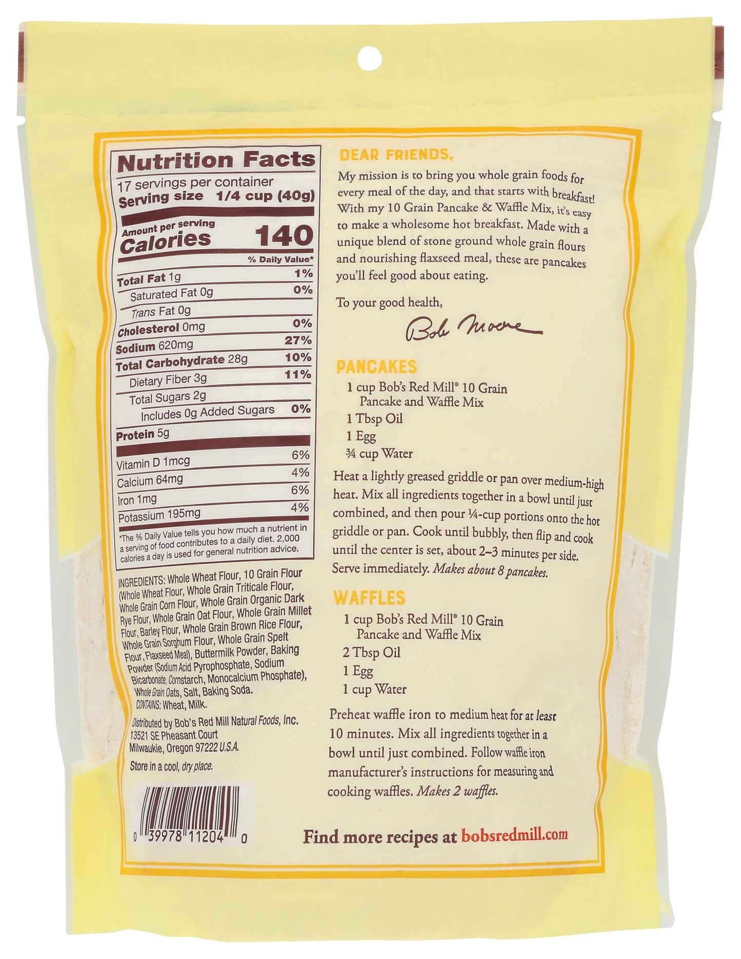 Bob's Red Mill 10 Grain Pancake & Waffle Mix, 24 Oz