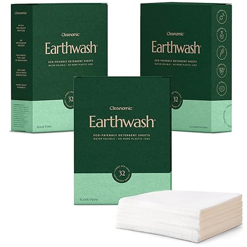 Earthwash Laundry Detergent Sheets (Up To 192 Loads) 96 Scent Free Sustainable Sanitizer Strips - Ideal for Travel & Home Liquidless Laundry by
