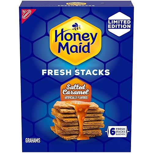HONEY MAID Fresh Stacks Salted Caramel Graham Crackers, Limited Edition, Travel Snacks, 12.2 oz (6 Multi Snack Packs)