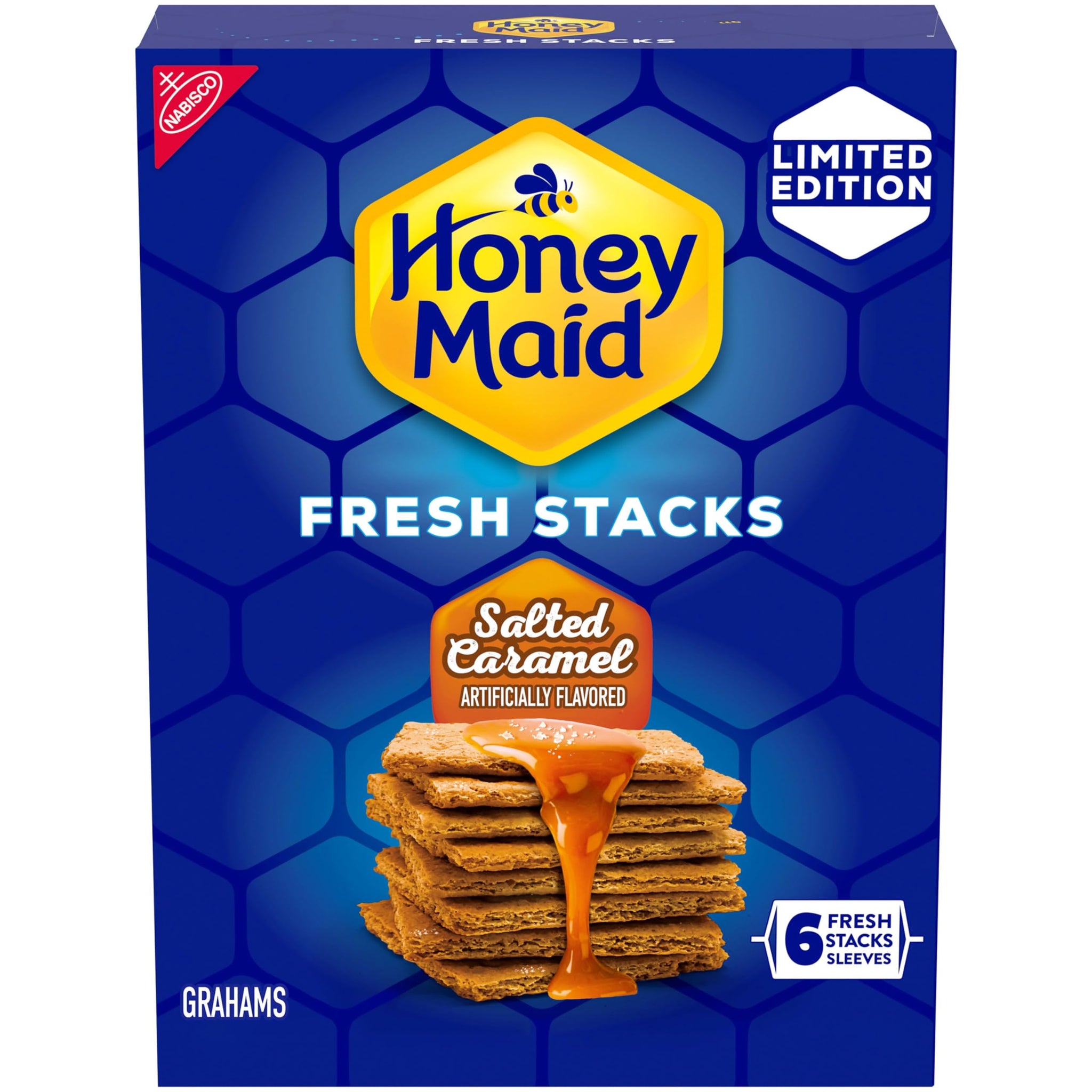 HONEY MAID Fresh Stacks Salted Caramel Graham Crackers, Limited Edition, Travel Snacks, 12.2 oz (6 Multi Snack Packs)