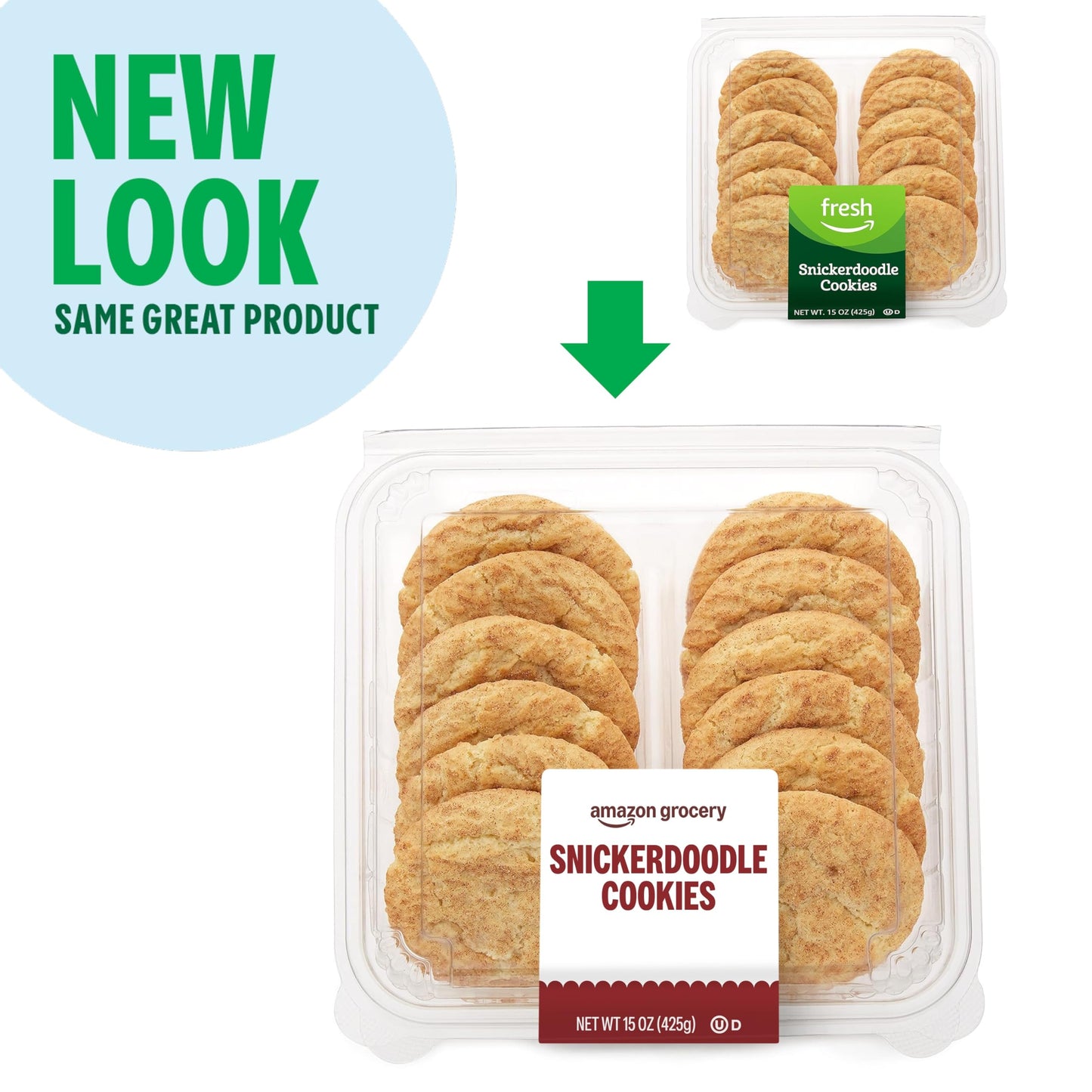 Amazon Grocery, Snickerdoodle Cookies, Frozen, 15 Oz, 12 Ct (Previously Amazon Fresh, Packaging May Vary)