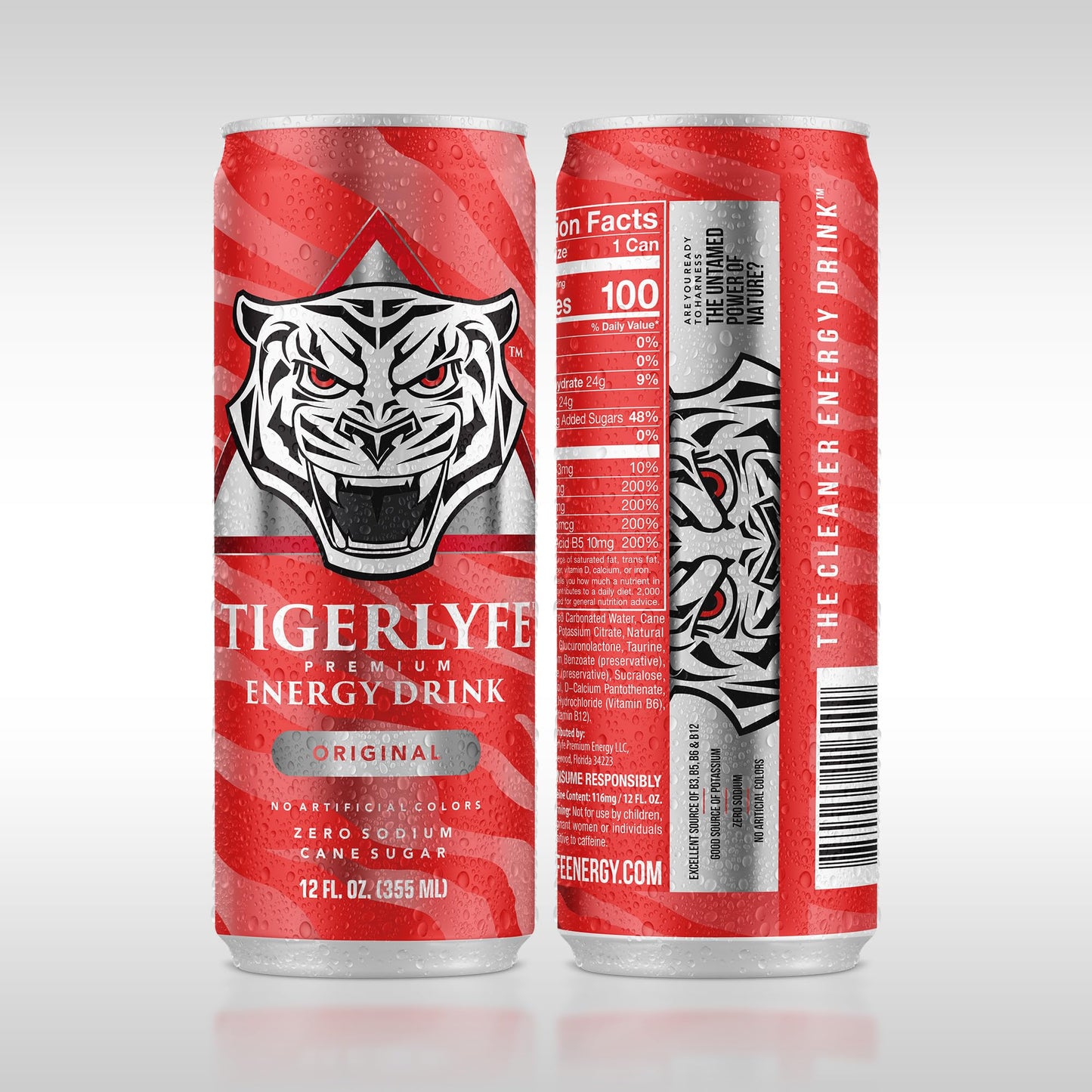 TIGERLYFE Energy Drink 12 Pack, 12oz Slim Cans, Energy Drinks Bulk with 24g Cane Sugar, 110 Calories Energy Drink for Energy & Focus, Zero Calorie