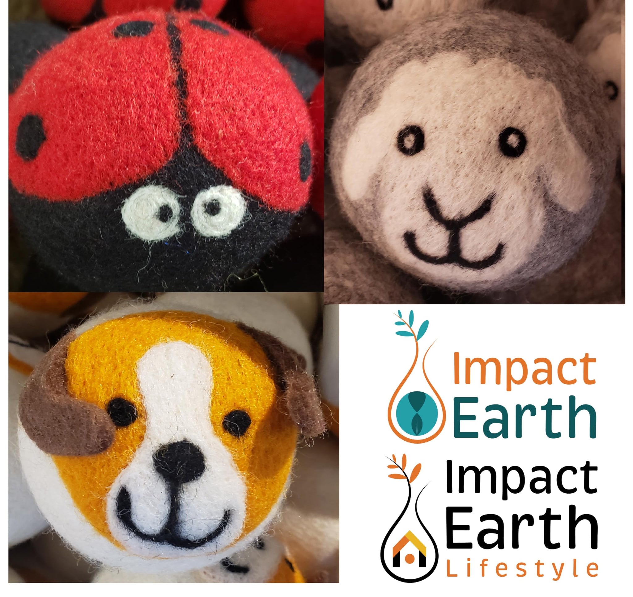Impact Earth Lifestyle Cute Animal Wool Dryer Balls, Set of 3