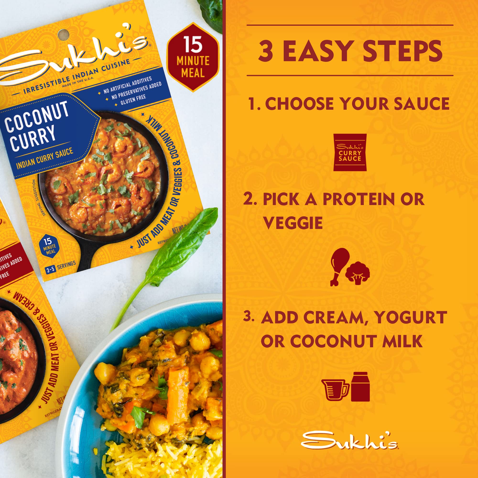 Sukhi's Indian Curry Paste - Vindaloo Masala Sauce 3oz (Pack of 6) 84 Servings - Gluten Free Indian Food Indian Curry Sauce with Indian Spices