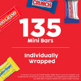 Assorted Butterfinger, Crunch, and Baby Ruth Mini Chocolates, 135 count Party Pack, 55.3 oz