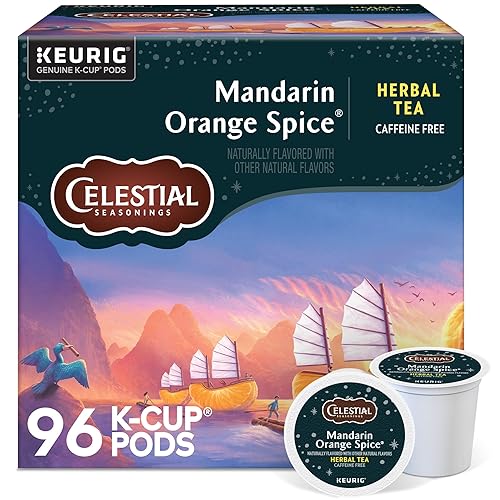 Celestial Seasonings Mandarin Orange Spice Herbal Tea, Single-Serve Keurig K-Cup Pods, 96 Count