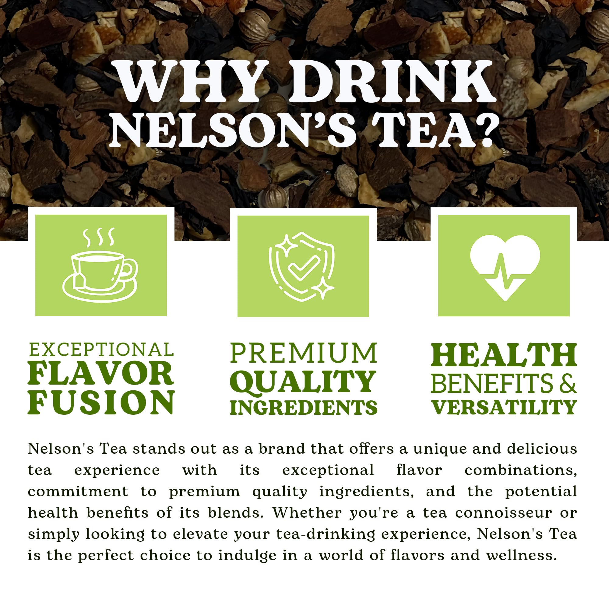Nelson's Tea - A&J's Old Fashioned Cola Tea - Chicory Root, Cinnamon, Black Tea, Coriander, Lemon Peel, Orange Peel and Natural Flavoring - 2 Oz