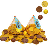 Milk Chocolate Coins, 2-Pack Large Mesh Bag contains 70 Half Dollar Coins, for ST. Patrick's Day Made with Premium Nut-Free Belgian Chocolate, Kosher