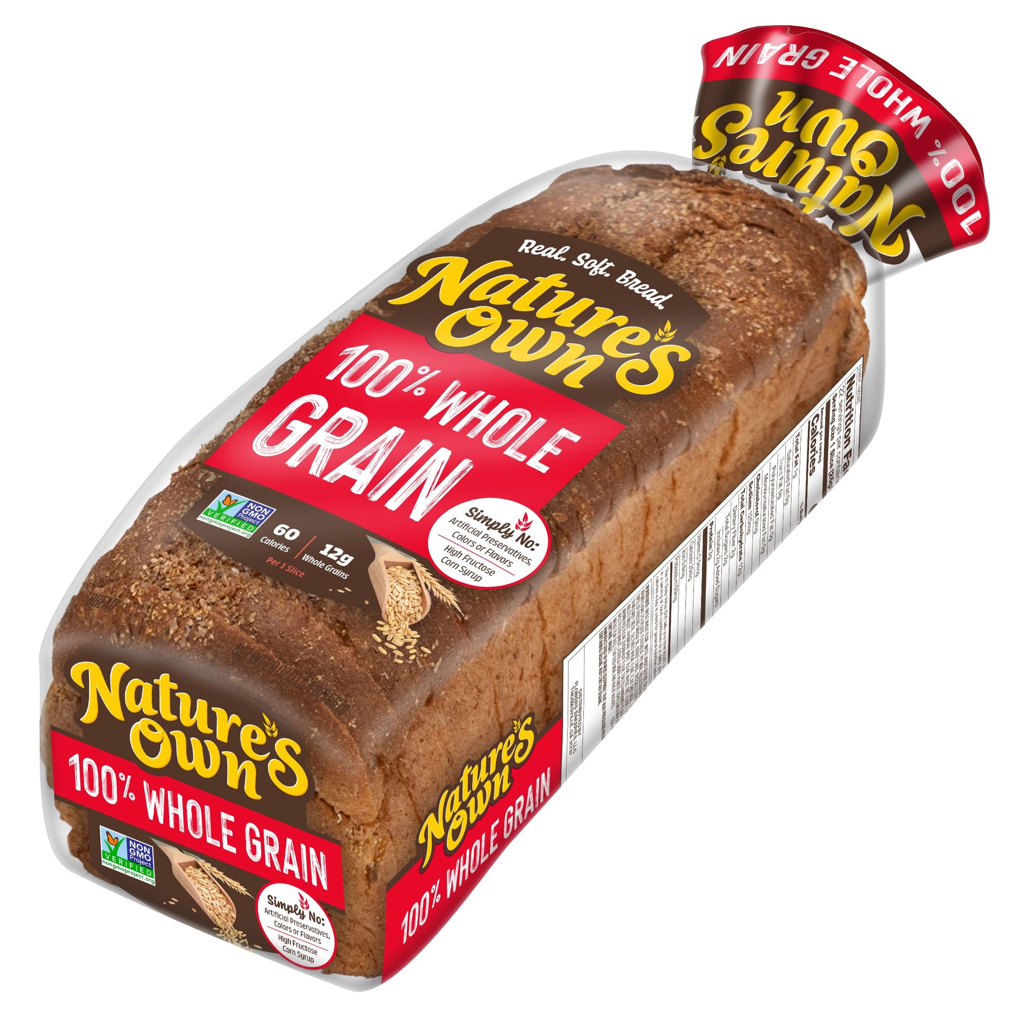 Nature's Own 100% Whole Grain, Non-GMO Whole Grain Sandwich Bread, 20 oz Loaf
