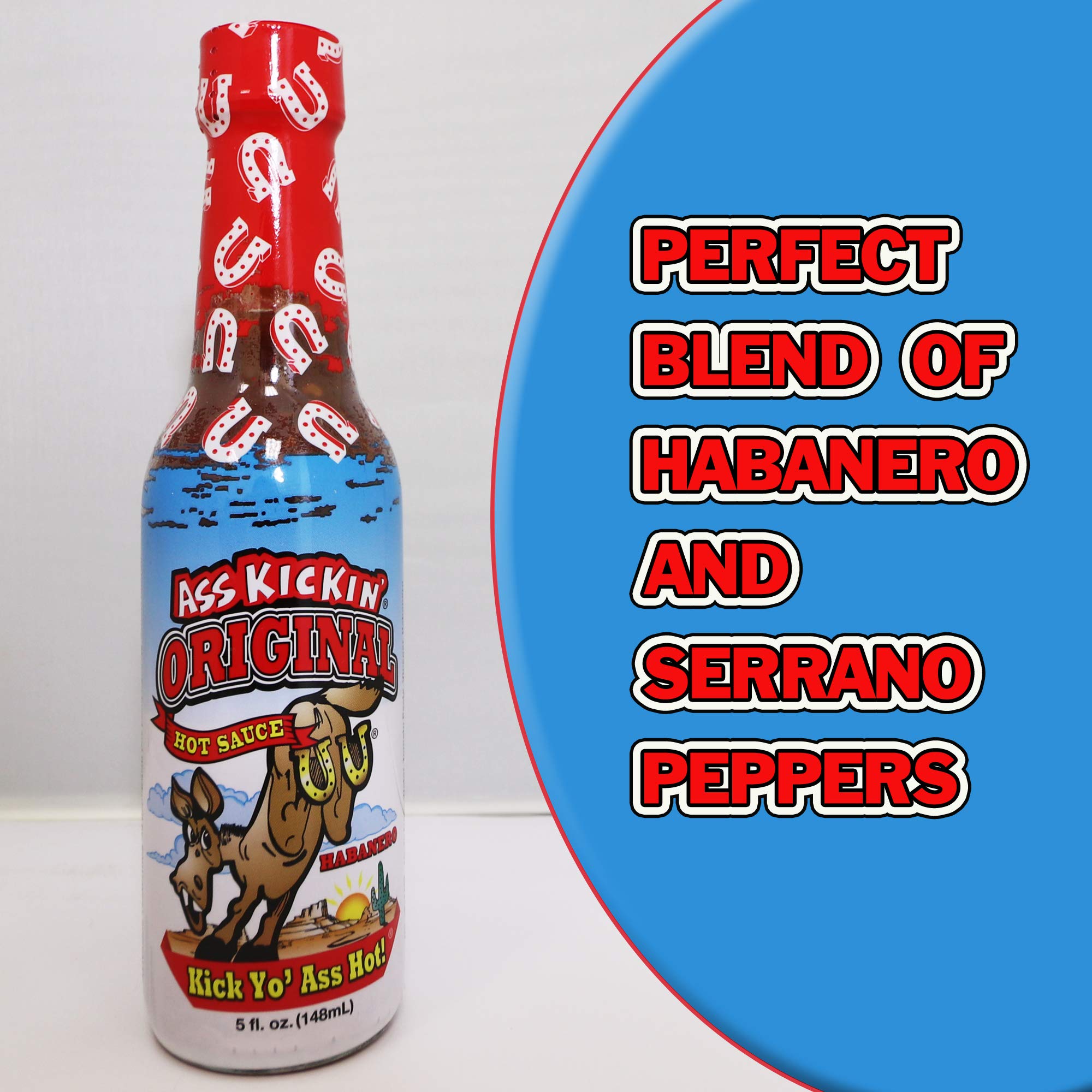 ASS KICKIN' Original Hot Sauce with Serrano and Habanero Peppers - 5 oz (12 Pack) - Perfect Gourmet Gift for the Hot Sauce Fan - Try if you dare!