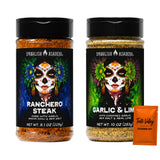 Spanglsh Asadro Seasoning Variety Pack, Garlic & Lime Seasoning 10 oz and Ranchero Steak Seasoning 8.1 oz, + Bonus Taste Valley Gift