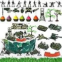 35pcs Camo Cake Cupcake Toppers Camouflage Cake Decorations Army Military Party Supplies with Camo Happy Birthday Cake Topper Army Men Tanks Vehicles