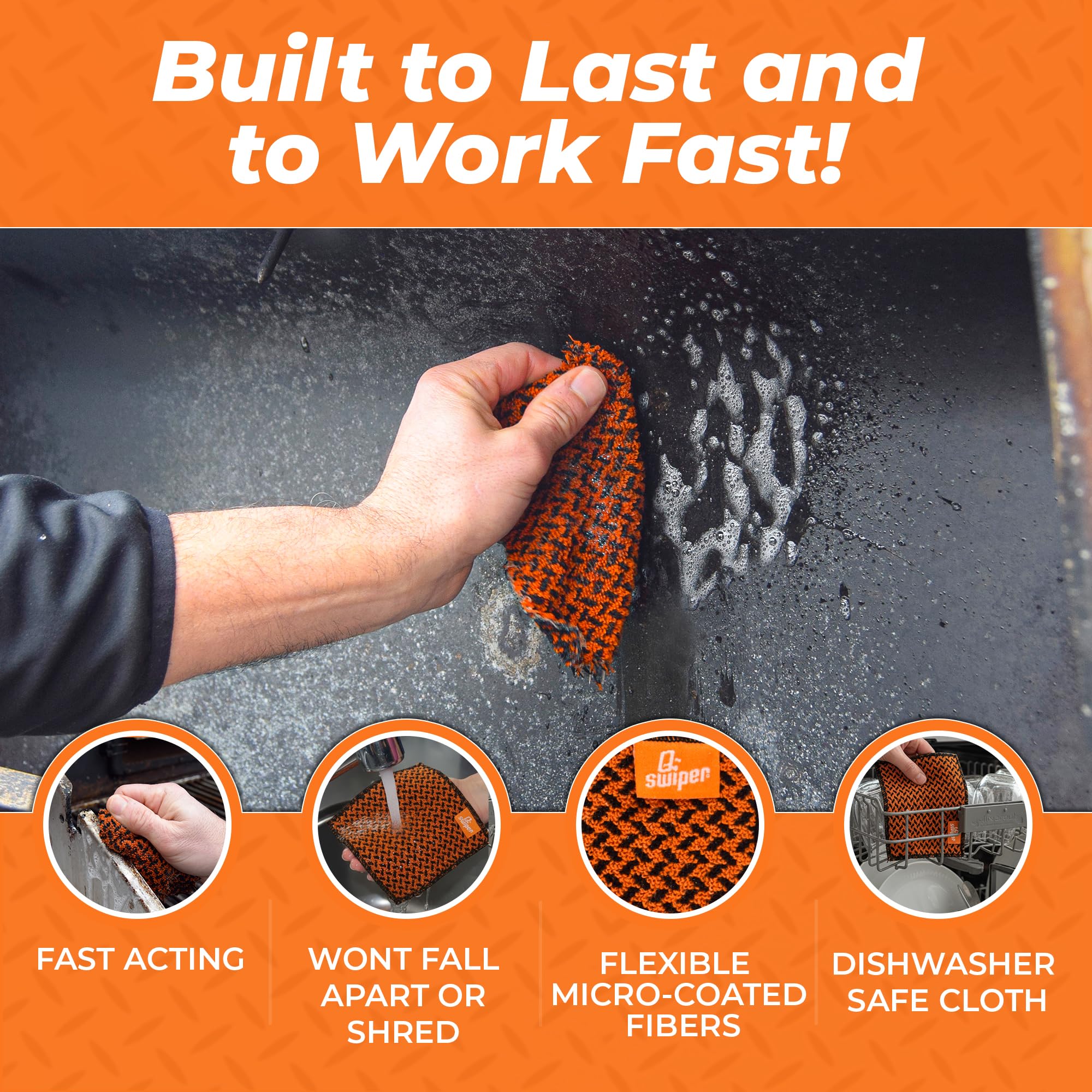 Proud Grill Company Q-Swiper 2-Minute Miracle Grill & Grate Cleaner with Scrub Clean Cloth - Father Day Gifts, Degreaser Spray for BBQ, Oven, Stove