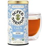 The Republic of Tea SuperShroom Calm Reishi Herbal Tea, Organic Rooibos, Cocoa and Dandelion Root Blend, Low Caffeine, Unbleached Tea Bags in Reusable