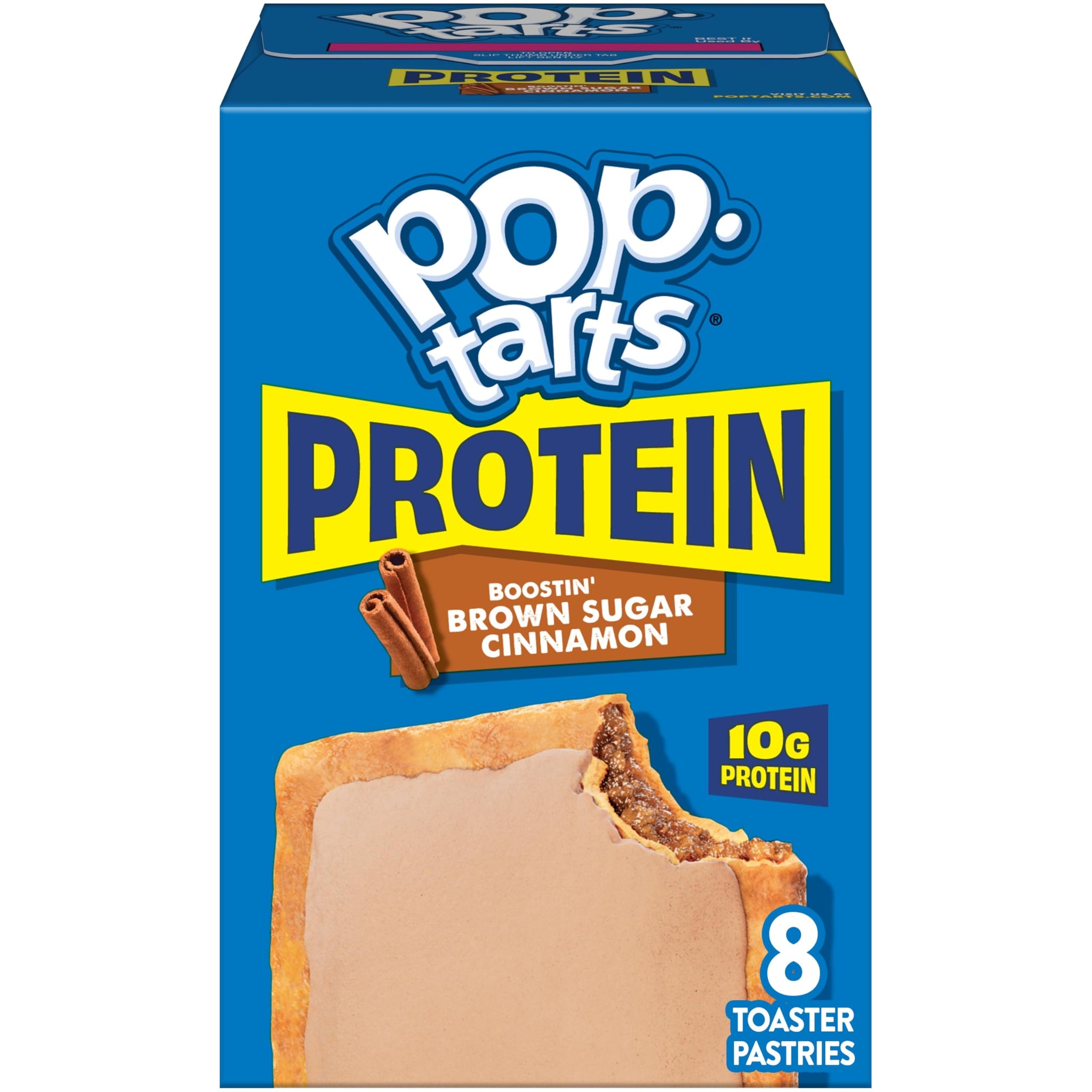 Pop-Tarts Protein Toaster Pastries, 10g Protein, Boostin' Brown Sugar Cinnamon, 14.3oz Box (8 Pop-Tarts)