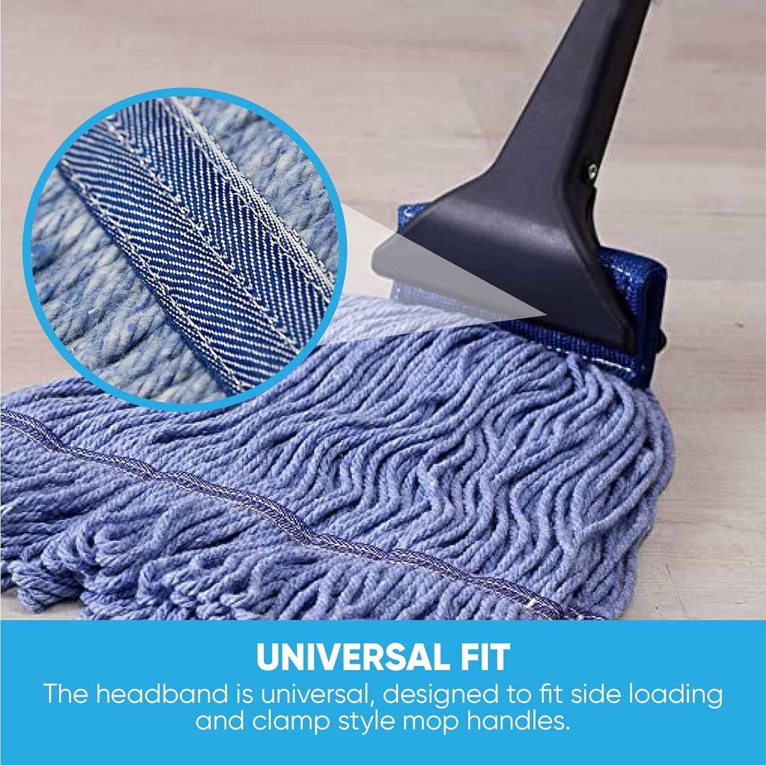 20oz Heavy Duty Cleaning Mop Head Replacement - Commercial Replacement, Wet Industrial Blue Cotton Looped End String Head Refill (10 Pack)