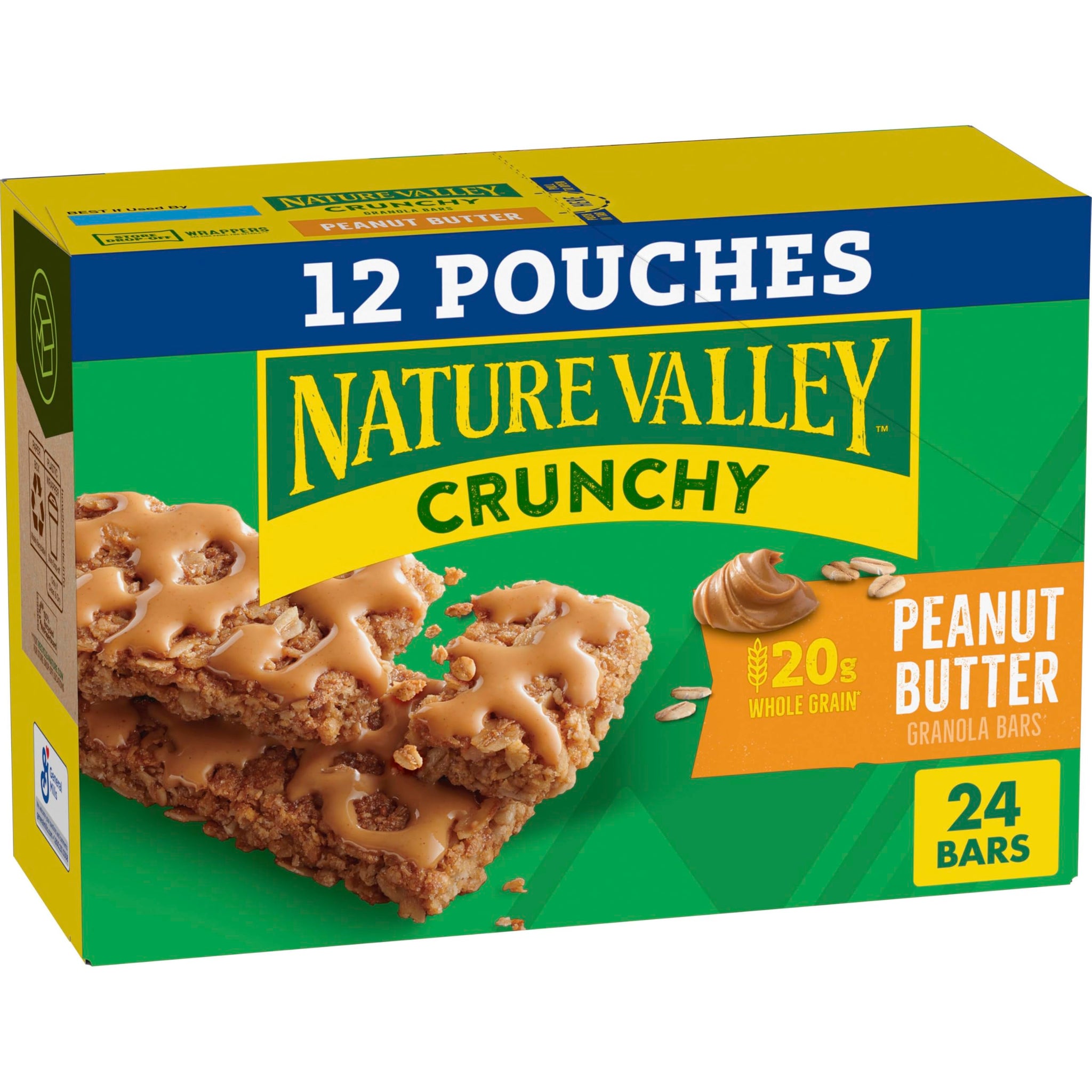 Nature Valley Crunchy Granola Bars, Peanut Butter, 24 Bars, 17.88 OZ (12 Pouches)