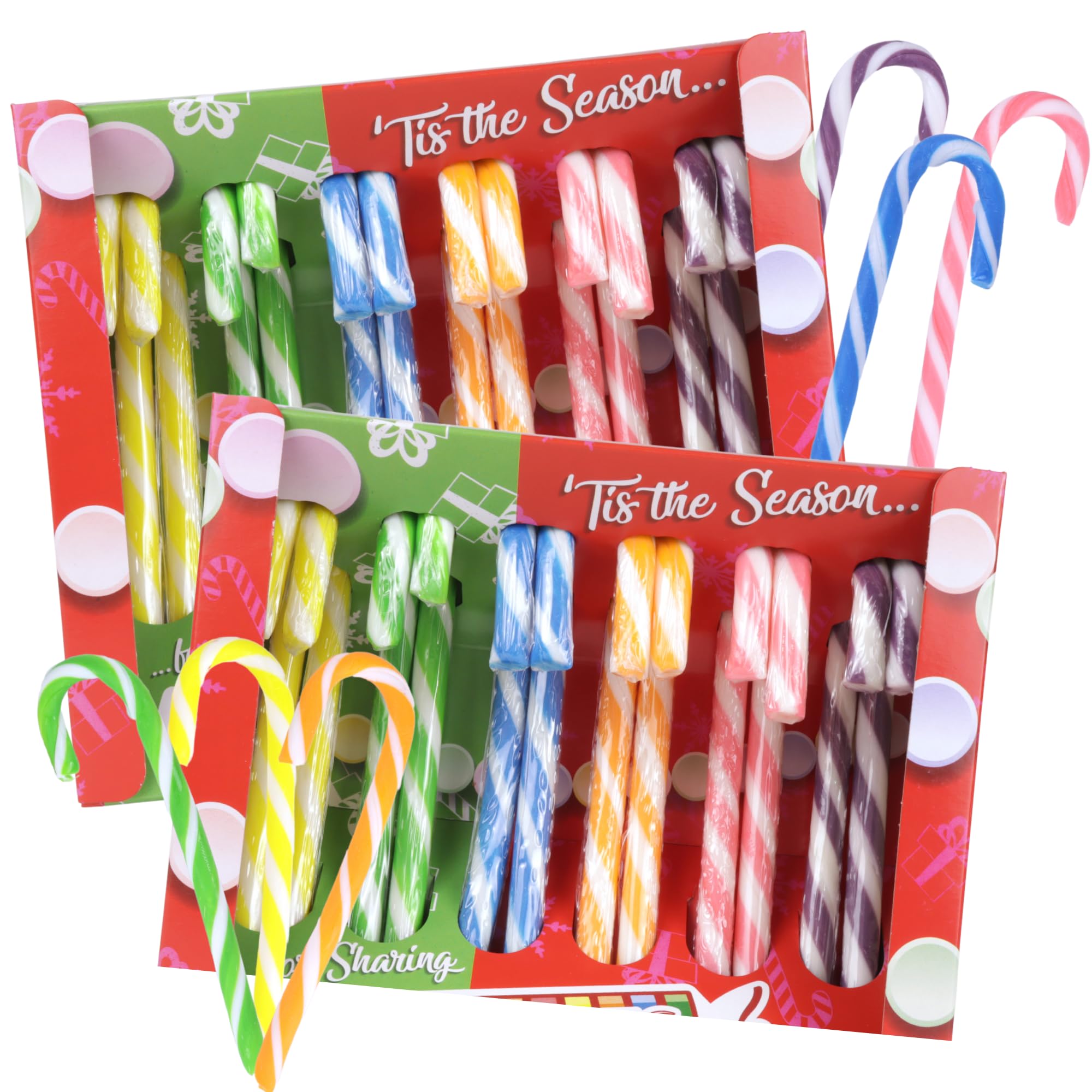 Fruit Flavored Candy Canes, Christmas Stocking Stuffers, Individually Wrapped, 24 Pieces
