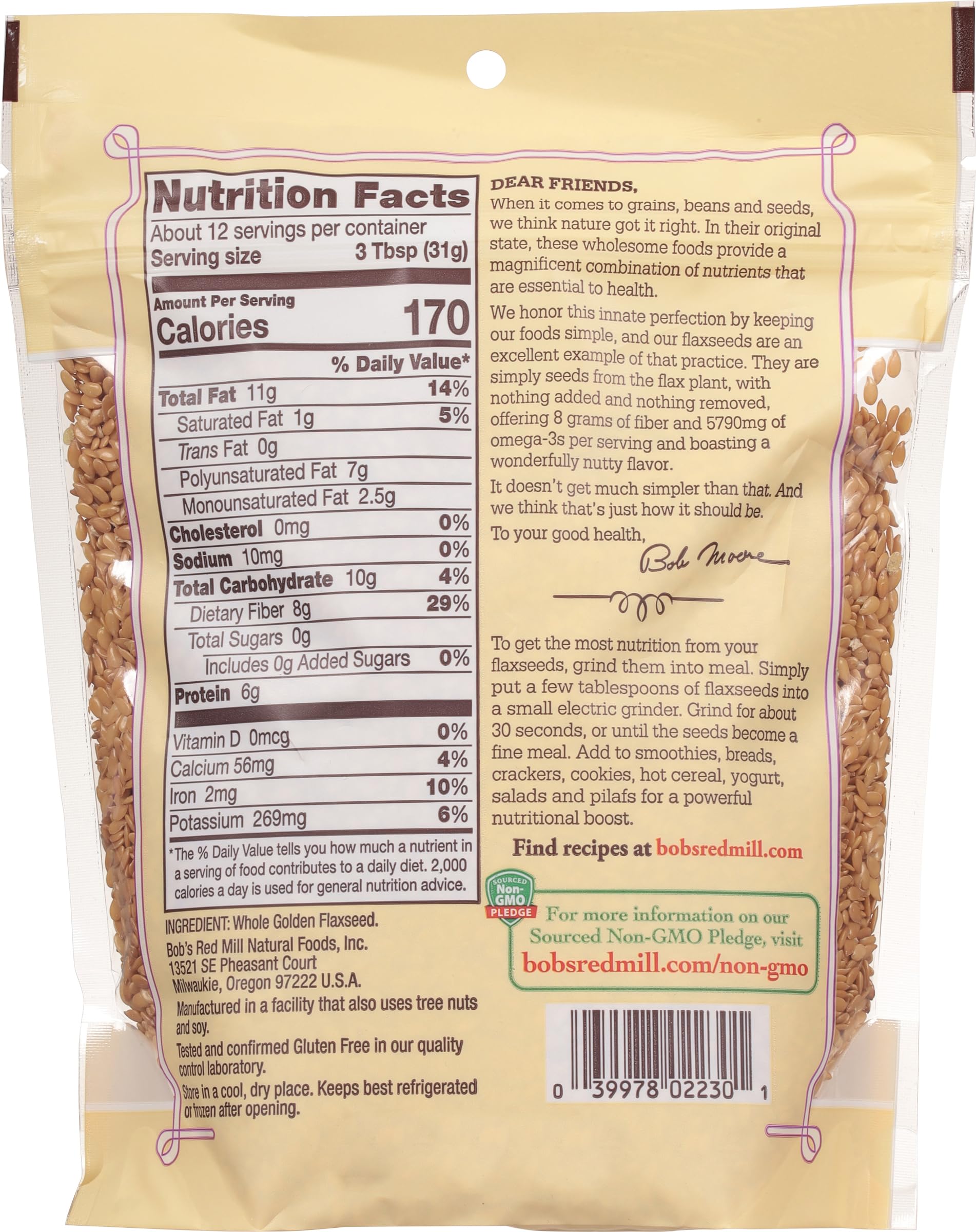 Bob's Red Mill Golden Flaxseeds, 13oz (Pack of 1) - Non GMO, Vegan, Paleo Friendly, Raw, Sproutable, Kosher