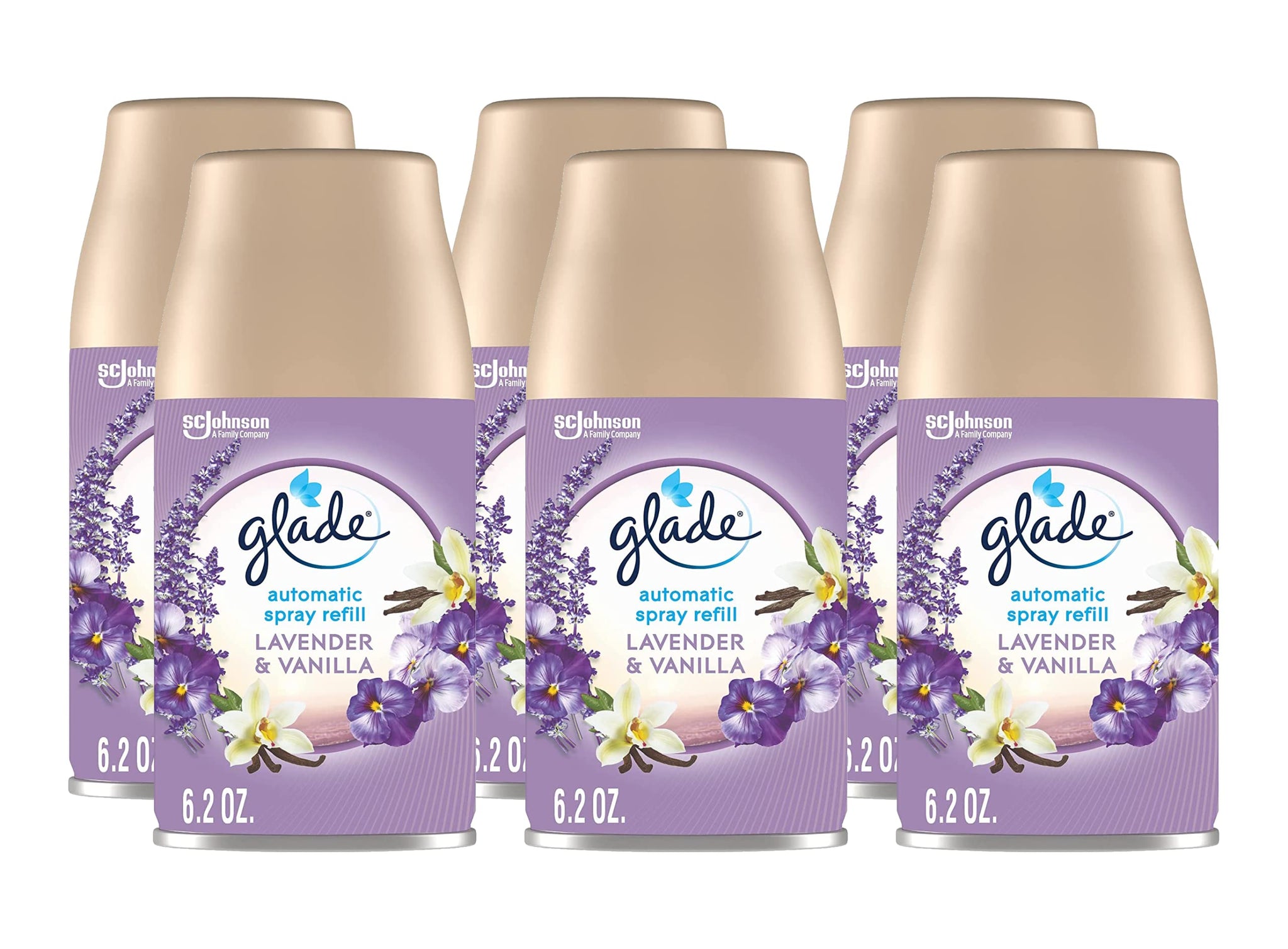 Glade Lavender & Vanilla Automatic Spray Refills Air Fresheners (6.2 Ounce (Pack of 6))