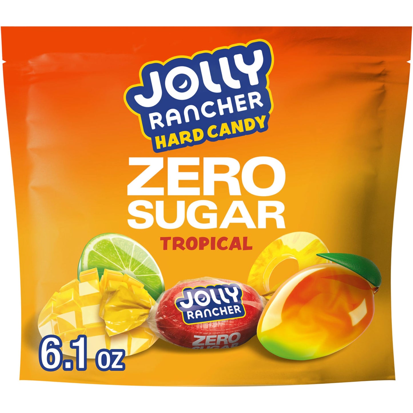 JOLLY RANCHER Zero Sugar Tropical Fruit Flavored Hard Candy Bag, 6.1 oz