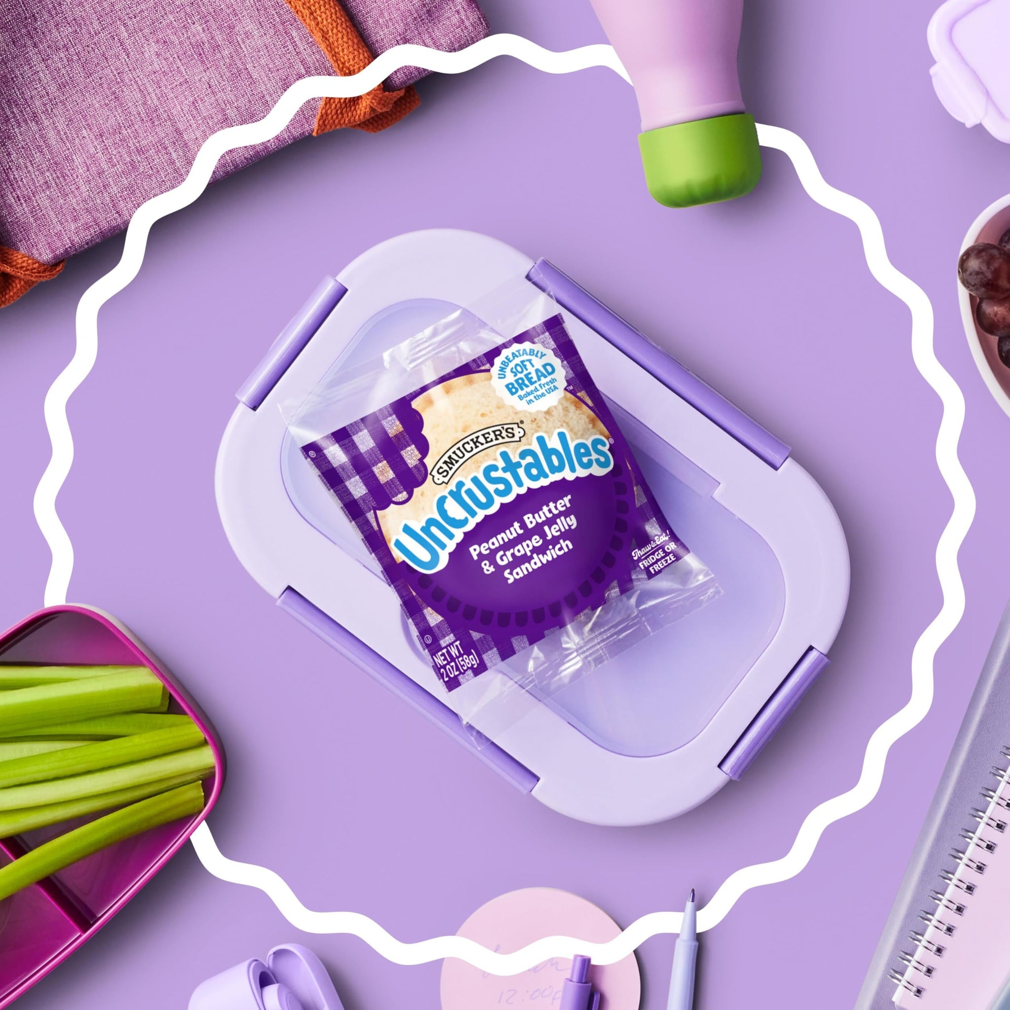 Smucker’s Uncrustables Peanut Butter & Grape Jelly Sandwiches, 4 Count, 2 Oz. Each, Frozen