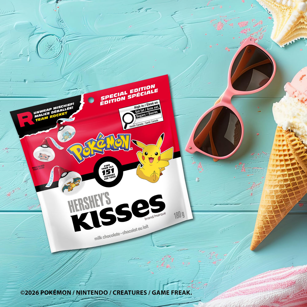 HERSHEY'S KISSES Milk Chocolate Pokémon Special Edition Candies, 180g
