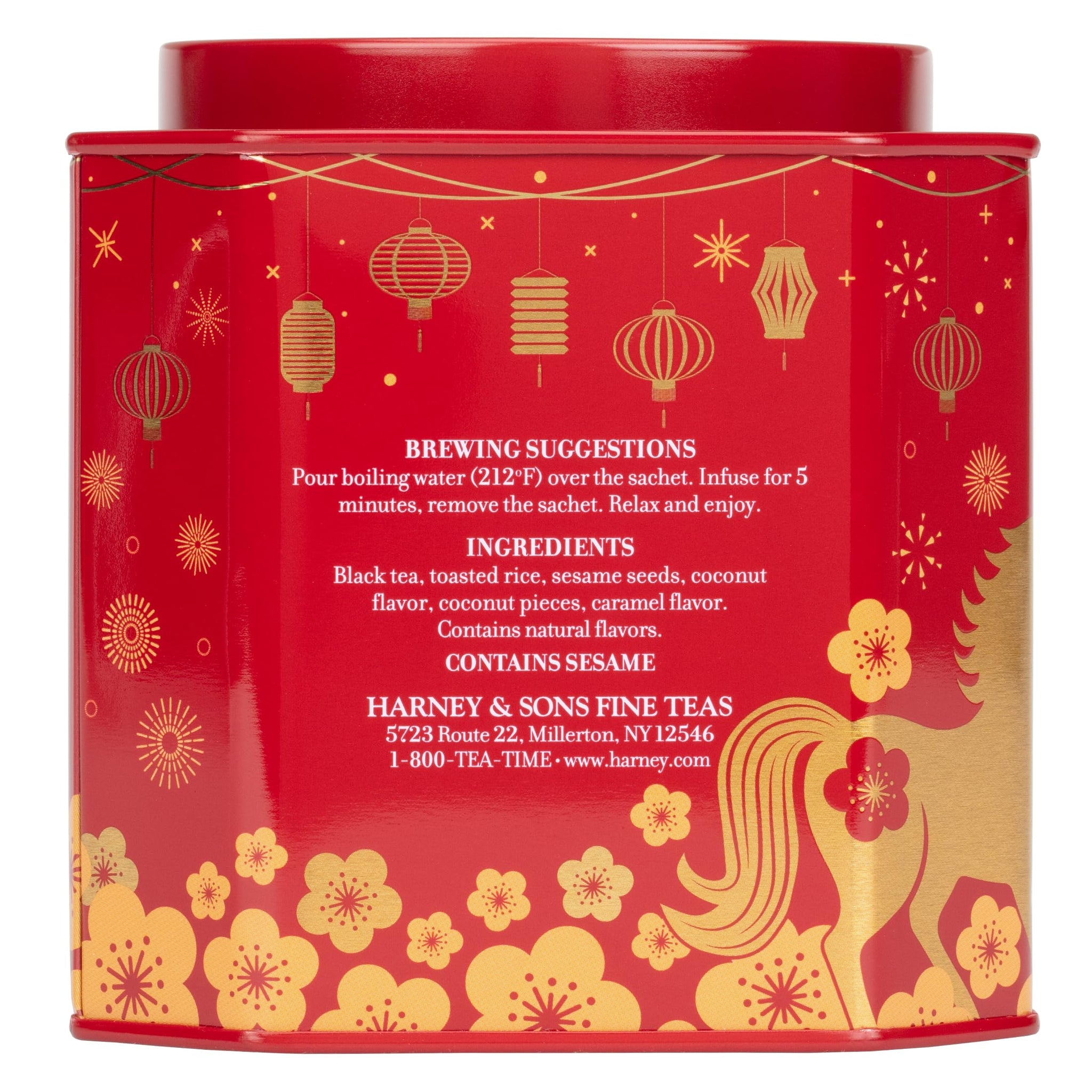 Harney & Sons Lunar New Year 2026 Tea, Year of the Horse, Lunar New Year Gift, Black tea with toasted rice, coconut, sesame and caramel flavor, 30